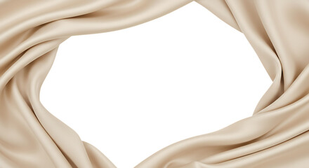 Beige Silk Fabric Frame with White Center Background

