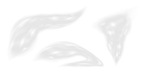 This is a vector set of realistic powder or mist sprays, aerosol trails and bursting vapour splashes. Festive wind, Christmas spotted, cold air. Smoke from car wheels, smoke from explosions.