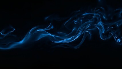 Obraz premium Blue smoke over black background, magic relaxing atmosphere