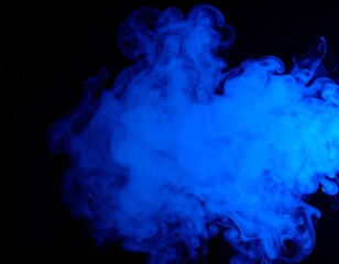 Blue smoke over black background, magic relaxing atmosphere