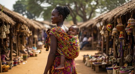 African tribal woman with child