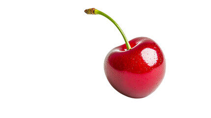 Single cherry on white background