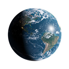 Realistic Earth Planet View from Space on Transparent Background


