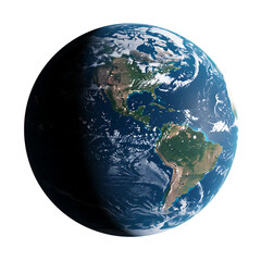 Planet Earth with Visible Americas from Space on Transparent Background

