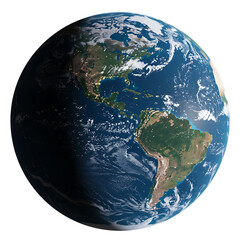 Planet Earth with Visible Americas from Space on Transparent Background

