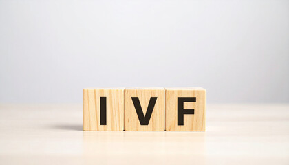 Naklejka premium Wooden cubes with abbreviation IVF. In vitro fertilization. Fertility treatment.