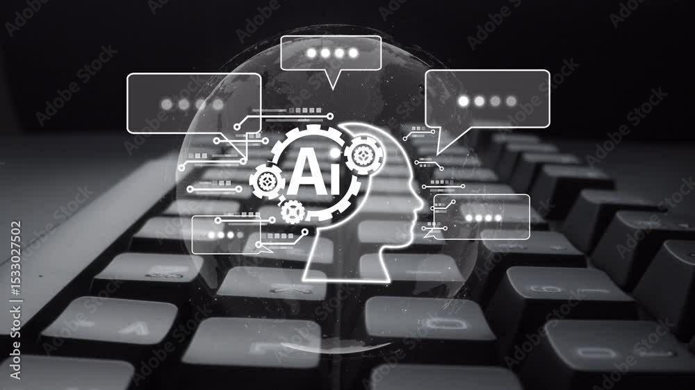Poster ai assistant brain processor with llm technology, big data, machine learning, generative ai for busi