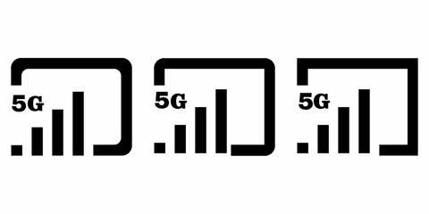 Wifi signal icons 5 G wifi signal icons bar. 