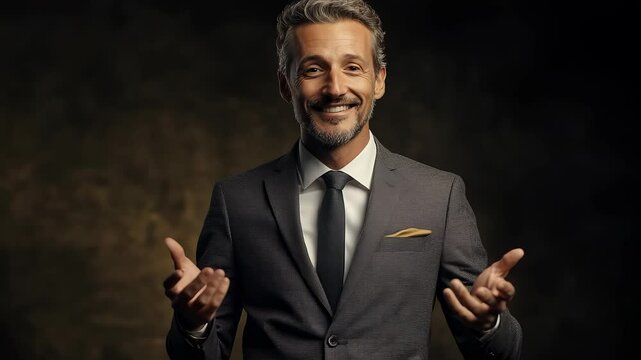 Confident Businessman Explaining and Presenting Scene