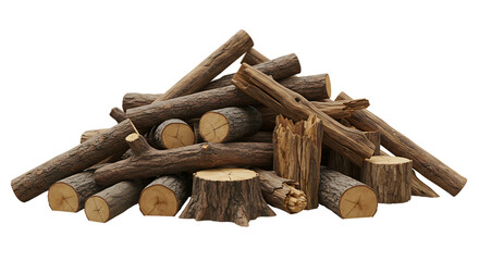 Stack of Firewood Logs on Transparent Background

