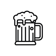 Frothy beer mug icon line art graphic design element