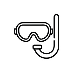 Snorkeling gear diving mask and snorkel line art icon