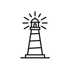 Simple line art lighthouse beacon shining brightly