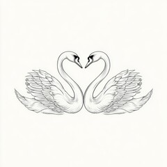 Two elegant swans gracefully arching their necks towards each other in a harmonious display of love and connection