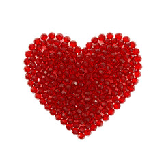 Valentine Heart Made of Red Gems on Transparent Background


