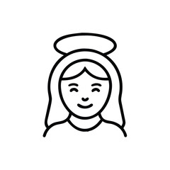 Happy angel woman line art icon illustration design
