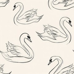 Elegant swan designs in repetitive patterns showcasing graceful movements on a soft background