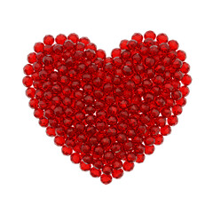 Decorative Red Crystal Heart for Romantic Design on Transparent Background



