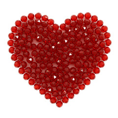 Shiny Red Beaded Heart Isolated on Transparent Background


