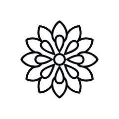 Elegant black line art flower mandala design element