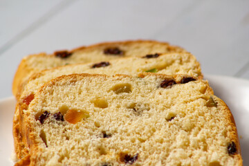 Traditional Sweet Fruit Bread on Wooden Board