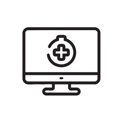 Health monitor with screen showing medical symbol vector illustration