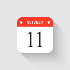 Vector icon page day calendar - 11 October month