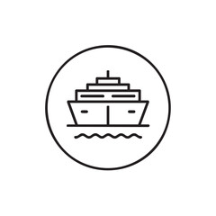 Cruise ship icon in circular design for maritime themes and branding vector illustration