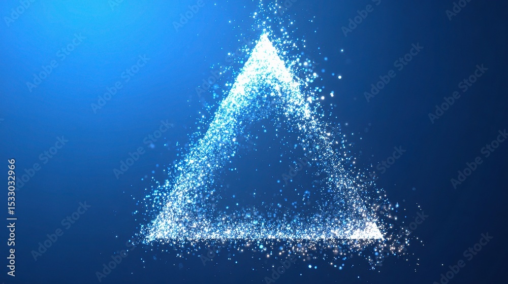 Poster animated glowing triangle shape pulsing on gradient background