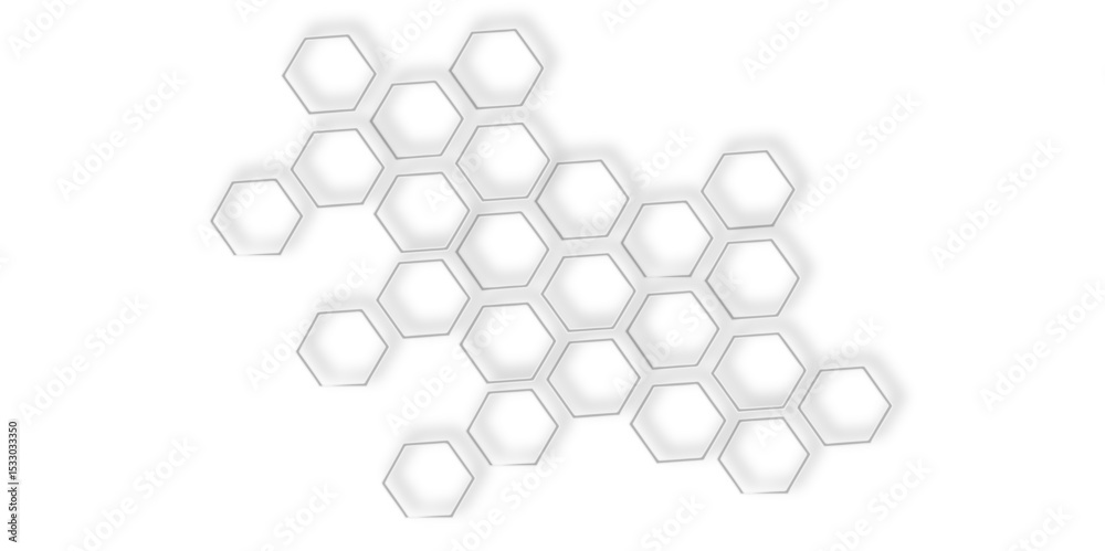 Poster cluster with soft shadows blurred white honeycomb pattern with soft edges and subtle gray lines crea