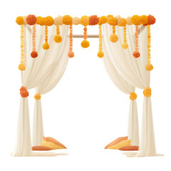 Ceremonial arch draped with marigold garlands