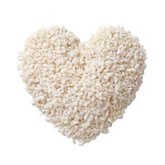Heart-shaped mound of rice grains