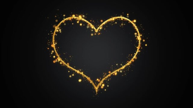 golden heart frame with shiny glowing stars and bokeh lights animation , valentines day love and romantic motion design element