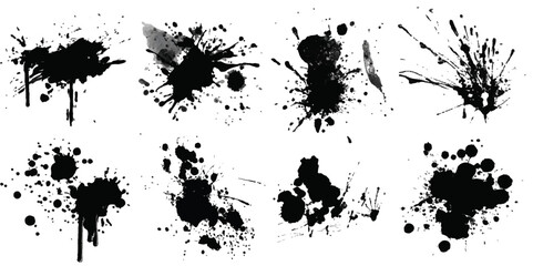 ink blots and splats. detailed ink splats Hyperrealistic Highly Detailed Isolated On Transparent Background	
