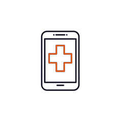 Fototapeta premium Icon of smartphone with medical cross symbol on screen 