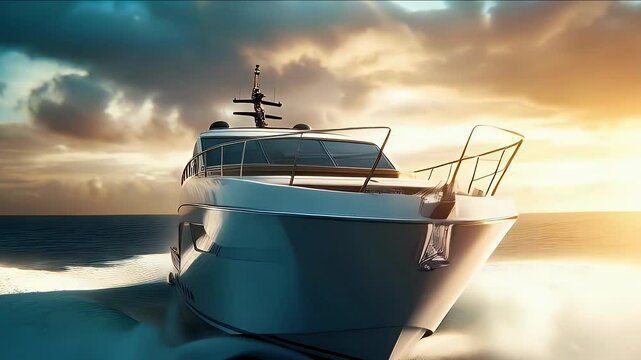 Private yacht at sunset