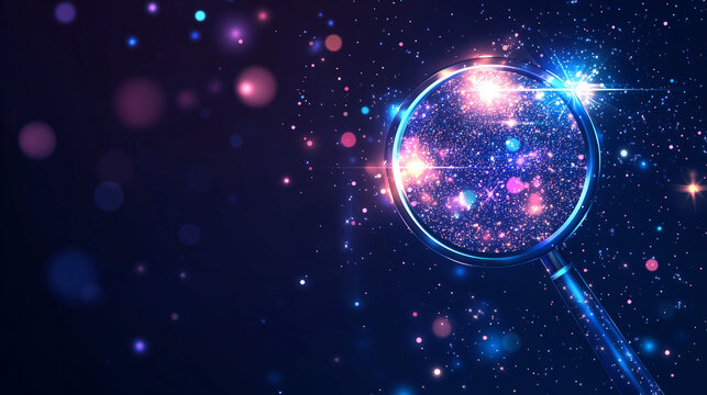 Generative AI Search Icon with Magic Sparkle Stars and Magnifying Glass Symbol
