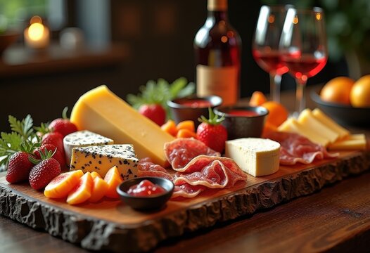 artfully curated cheese wine display gourmet platter elegant arrangement elegant fare charcuterie board distinctive artistry, snack, tasting, artisan