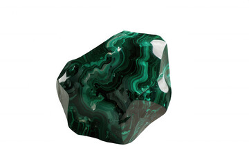 Raw malachite stone specimen dark green gemstone mineral crystal healing rock on transparent background