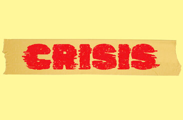 Word text Crisis isolated on yellow background. Background. Banner.