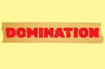Word text Domination isolated on yellow background. Background. Banner.