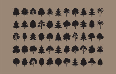 Collection of black tree silhouettes for design