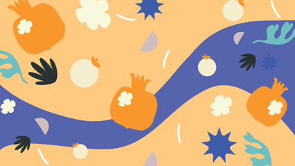 Pomegranate fruit flow background