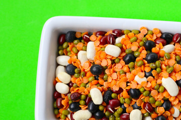 Colorful mixed beans and lentils, packed with plant-based protein and fiber