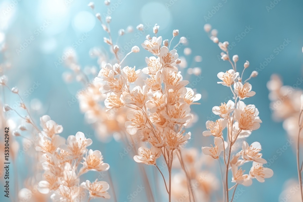 Poster soft teal leaves with subtle textures illuminated by natural light in a serene environment