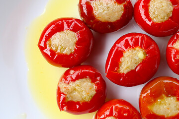 Tuffed cherry peppers with tuna preserved in olive oil
