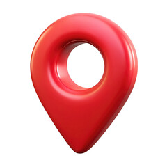 3d realistic red map pointer icon isolated on transparent background