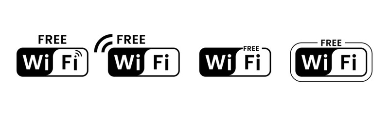 Free Wifi icon set illustration. Wireless network connection sign and symbol. 
