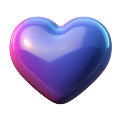 3d blue glass heart on a transparent background