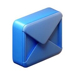 3d blue mail icon on a transparent background